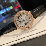 Cartier Stainless Steel 33MM Diameter 30M Waterproof Italian Cowhide Leather Braclet Lady Watch Cartier watch box replica